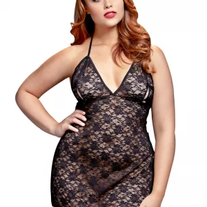 Baci Lingerie Plus Size Lace Chemise with Peek-a-Boo Cups