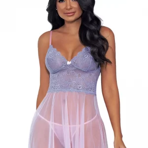 Escante Pink Lace and Mesh Babydoll Set